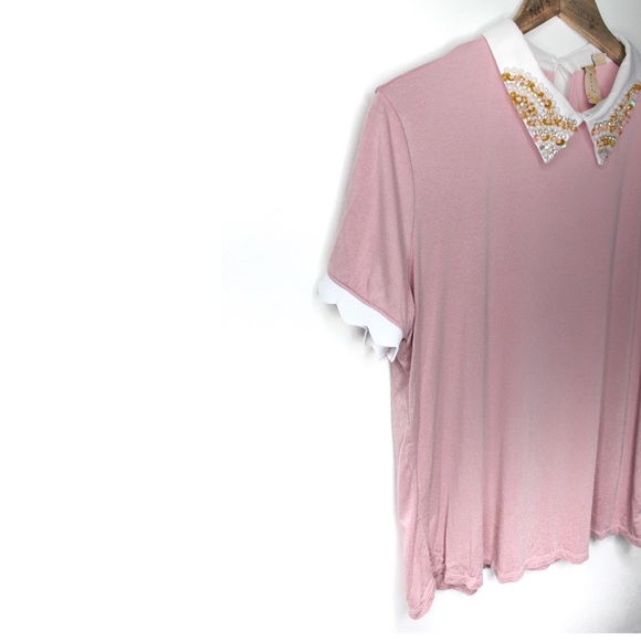 Misia Pink Beaded Embellished Collar Preowned Large - Picture 3 of 9